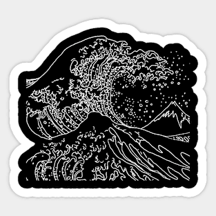 Black and White Japanese Wave - Great Wave Off Kanagawa Sticker